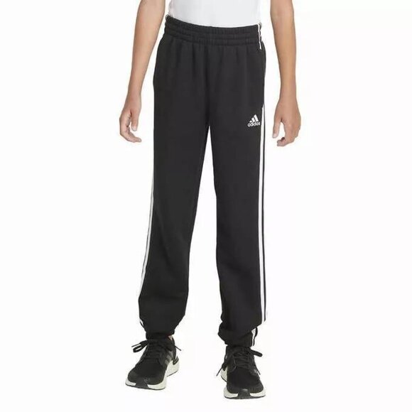 Adidas Youth Fleece Jogger Sweatpants‎ Color: Black/ White stripes. - Picture 1 of 10